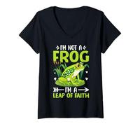 Femme Je ne suis Pas Une Grenouille, Je suis Un Acte de Foi T-Shirt avec Col en V