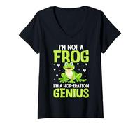 Femme Je ne suis Pas Une Grenouille, Je suis Un génie de l'espoir T-Shirt avec Col en V