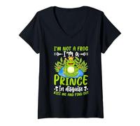 Femme Je ne suis Pas Une Grenouille, Je suis Un Prince déguisé, Embrasse-Moi et découvre T-Shirt avec Col en V