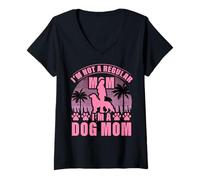 Femme Je ne suis pas une maman ordinaire Je suis un chien Maman Fête des mères Famille T-Shirt avec Col en V