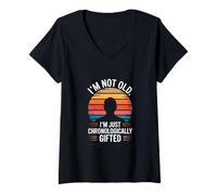 Femme Je ne suis Pas Vieux, Je suis Juste doué chronologiquement T-Shirt avec Col en V