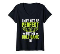 Femme Je ne suis Peut-être Pas Parfait, mais Mon Jeu de Golf l'est ! Maman golfeuse T-Shirt avec Col en V