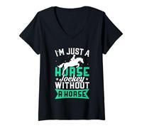 Femme Je ne suis qu'un Jockey sans Cheval T-Shirt avec Col en V