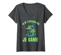 Femme Je ne t’entends Pas Je Game | Crocodile Gamer Cool T-Shirt avec Col en V