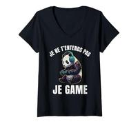 Femme Je ne t’entends Pas Je Game | Panda Gamer Marrant T-Shirt avec Col en V