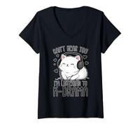 Femme Je ne t'entends Pas, j'écoute K-Drama, C'est drôle T-Shirt avec Col en V
