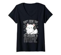 Femme Je ne t'entends Pas, j'écoute l'anime Kitty T-Shirt avec Col en V