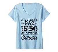 Femme Je Ne Vieillis Pas 1960 Collector Humour Anniversaire Rigolo T-Shirt avec Col en V