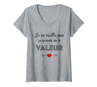 Femme Je ne vieillis pas je prends de la valeur femme humour T-Shirt avec Col en V