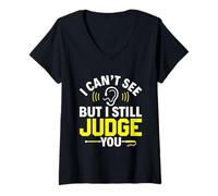 Femme Je Ne Vois Pas Mais Je Vous Juge Toujours - La Conscience T-Shirt avec Col en V