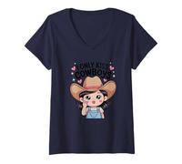 Femme Je n'embrasse Que des Cowboys Kawaii Mignons et drôles T-Shirt avec Col en V