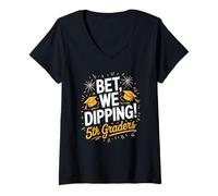 Femme Je parie que nous plongeons drôles de graduation de 5e année T-Shirt avec Col en V