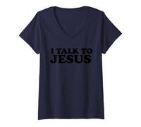 Femme Je Parle À JÉSUS T-Shirt avec Col en V