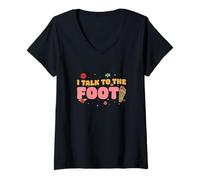 Femme Je Parle à The Foot Funny Reflexology pour Un réflexologue T-Shirt avec Col en V