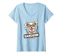 Femme Je Parle couramment Le Sarcasme et Les Amoureux des Chiens T-Shirt avec Col en V