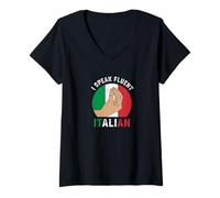 Femme Je parle couramment l'italien T-Shirt avec Col en V