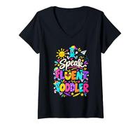 Femme Je Parle couramment pour Tout-Petit T-Shirt avec Col en V