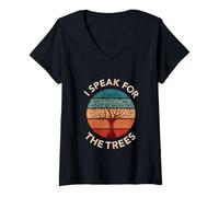 Femme Je Parle pour Les Arbres, la Nature, Le Recyclage, la Plantation d'un Arbre, Le Jour de la Terre T-Shirt avec Col en V