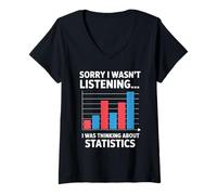 Femme Je pensais à Statistics Funny Data Analyst T-Shirt avec Col en V