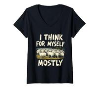 Femme Je Pense par Moi Même Le Plus Souvent Esprit Libre T-Shirt avec Col en V
