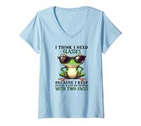 Femme Je Pense Que J'Ai Besoin de Lunettes Parce Que Je Continue de Voir Beaucoup de Gens T-Shirt avec Col en V