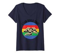 Femme Je Peux Construire ce Bloc de Construction Building Brick Builder Kids T-Shirt avec Col en V