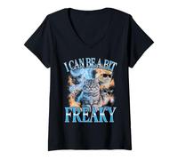 Femme Je Peux être Un Chat Bootleg Un Peu Bizarre et drôle T-Shirt avec Col en V