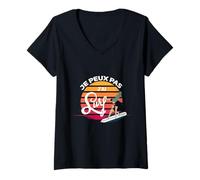 Femme Je Peux Pas j’AI Surf - Humour Vacances Plage T-Shirt avec Col en V