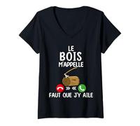 Femme Je peux pas j'ai Bois T-Shirt avec Col en V