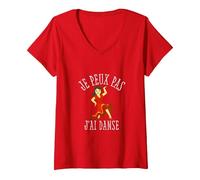 Femme Je Peux Pas J'Ai Danse Dance Danseuse Cadeau T-Shirt avec Col en V, Rouge, M