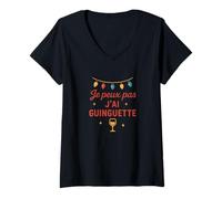 Femme Je Peux Pas J'Ai Guinguette T-Shirt avec Col en V
