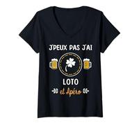 Femme Je peux pas j'ai loto T-Shirt avec Col en V