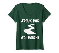 Femme Je Peux Pas J'Ai Marche Marcheur Cadeau T-Shirt avec Col en V, Vert Forêt, XXL