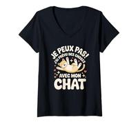 Femme Je Peux Pas J'ai Prévu Des Choses Avec Mon Chat T-Shirt avec Col en V