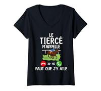 Femme Je peux pas j'ai Tiercé T-Shirt avec Col en V