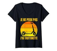 Femme Je Peux Pas J'Ai Trottinette Electrique Roue Trott Freestyle T-Shirt avec Col en V