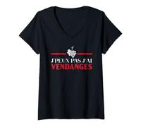 Femme Je Peux Pas J'ai Vendanges Agriculteur Cadeau Vigneron T-Shirt avec Col en V
