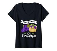 Femme Je Peux Pas J'ai Vendanges Agriculteur Vigneron Vendangeur T-Shirt avec Col en V