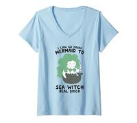 Femme Je Peux Passer du statut de sirène à celui de sorcière de mer en Un Rien de Temps T-Shirt avec Col en V