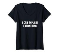 Femme Je Peux Tout Expliquer T-Shirt avec Col en V