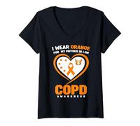 Femme Je Porte de l'orange pour ma Belle-mère Sensibilisation à la MPOC T-Shirt avec Col en V