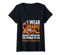 Femme Je porte de l'orange pour quelqu'un qui représente tout pour moi T-Shirt avec Col en V