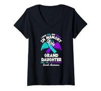 Femme Je Porte du Bleu Sarcelle et du Violet à la mémoire de ma Petite-Fille T-Shirt avec Col en V