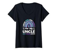 Femme Je Porte du Bleu Sarcelle et du Violet pour la prévention du Suicide de Mon Oncle T-Shirt avec Col en V