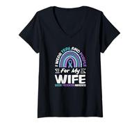 Femme Je Porte du Bleu Sarcelle et du Violet pour prévenir Le Suicide de ma Femme T-Shirt avec Col en V