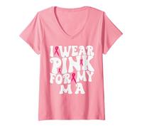 Femme Je Porte du Rose pour Les Enfants de ma maîtrise du Cancer du Sein T-Shirt avec Col en V