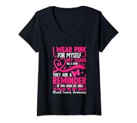 Femme Je Porte du Rose pour Moi Mes Cicatrices racontent Une Histoire T-Shirt avec Col en V
