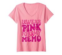 Femme Je Porte du Rose pour Mon mémo de Sensibilisation au Cancer du Sein pour Les Enfants T-Shirt avec Col en V
