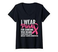 Femme Je Porte du Rose pour Quelqu'un Qui représente Tout pour Moi T-Shirt avec Col en V