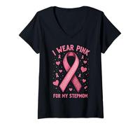 Femme Je Porte du Rose pour sensibiliser ma Belle-mère au Cancer T-Shirt avec Col en V